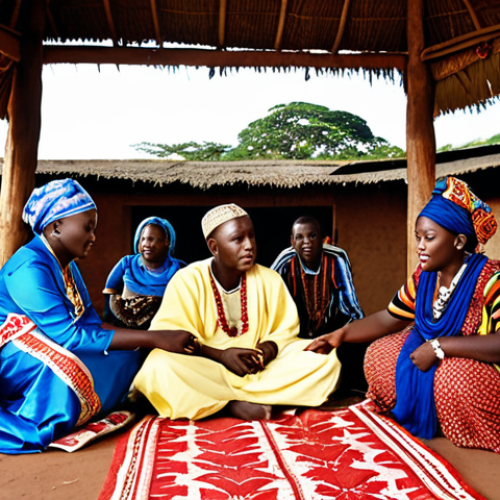 Home 7 Engagement Ritual**
"A deeply respectful and traditional Burundian engagement negotiation (*Amavuka*). Elder family members from both the groom's and bride's sides are seated, dressed in rich, symbolic traditional attire, engaged in serious yet harmonious discussion. There's an atmosphere of thoughtful negotiation for the 'wiano' (dowry), possibly indicated by subtle symbolic representations of cattle or goods in the background, signifying the joining of two families. The setting is a warm, communal space, emphasizing cultural integrity and the weight of tradition. Realistic, cinematic lighting."
2. **Prompt for